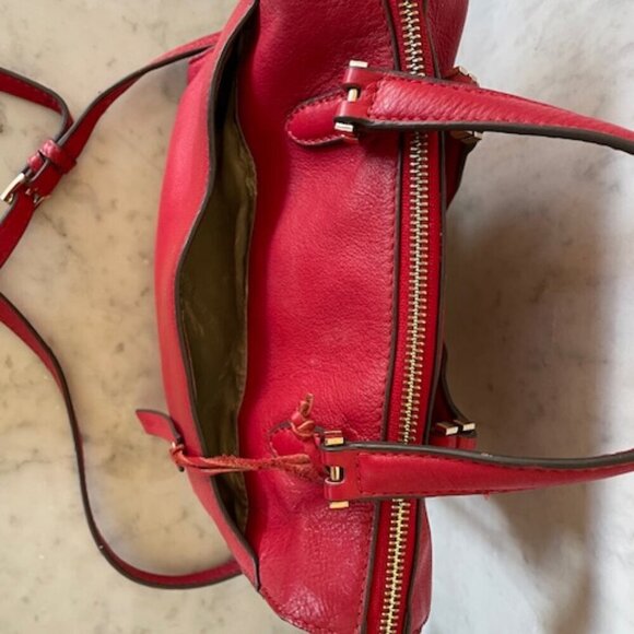 PAUL COSTELLOE Vintage Red Leather Satchel/Shoulder Bag Purse - Picture 8 of 17